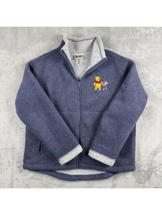 Disney Jackets & Blazers - Vintage Walt Disney World Winnie the Pooh Piglet Fleece Jacket Women M Blue Y2K